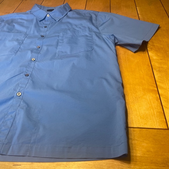 Scottevest Beachcomber Button Up Shirt XL Blue Multiple Hidden Pockets EUC - Picture 3 of 15